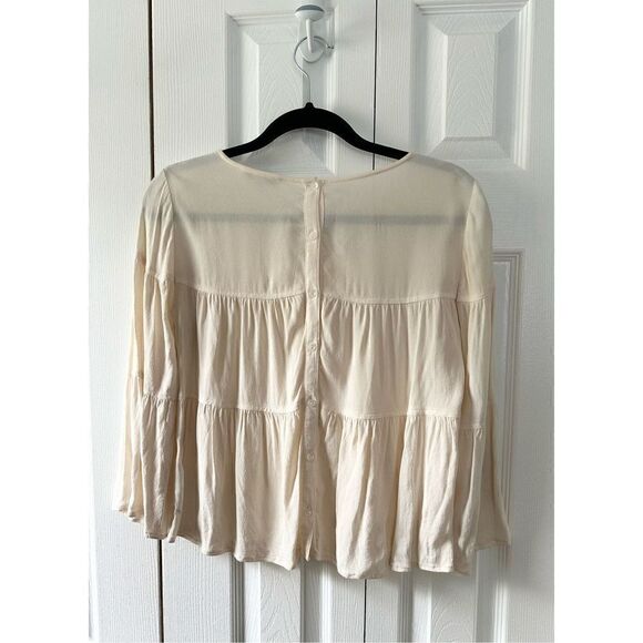 Madewell Tiered Button Back Blouse Top - Picture 4 of 5